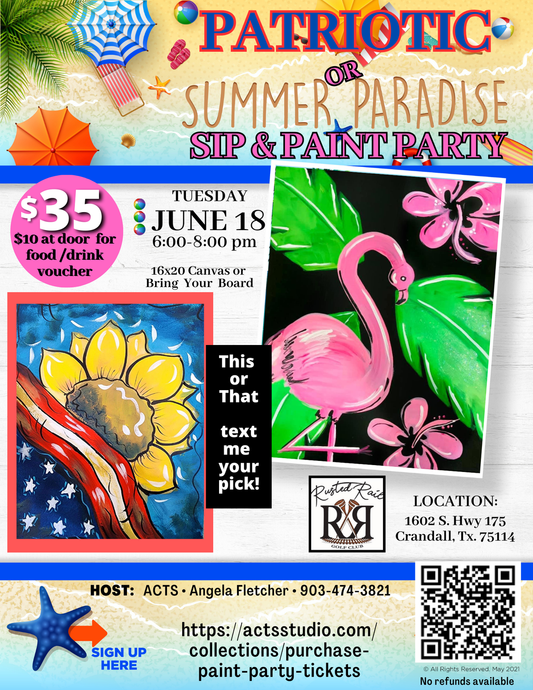 Rusted Rail Golf Club - Patriotic or Summer Paradise Paint Party