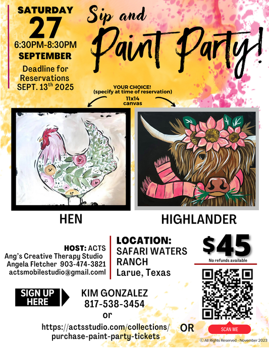 Safari Waters Ranch - Private Paint Party